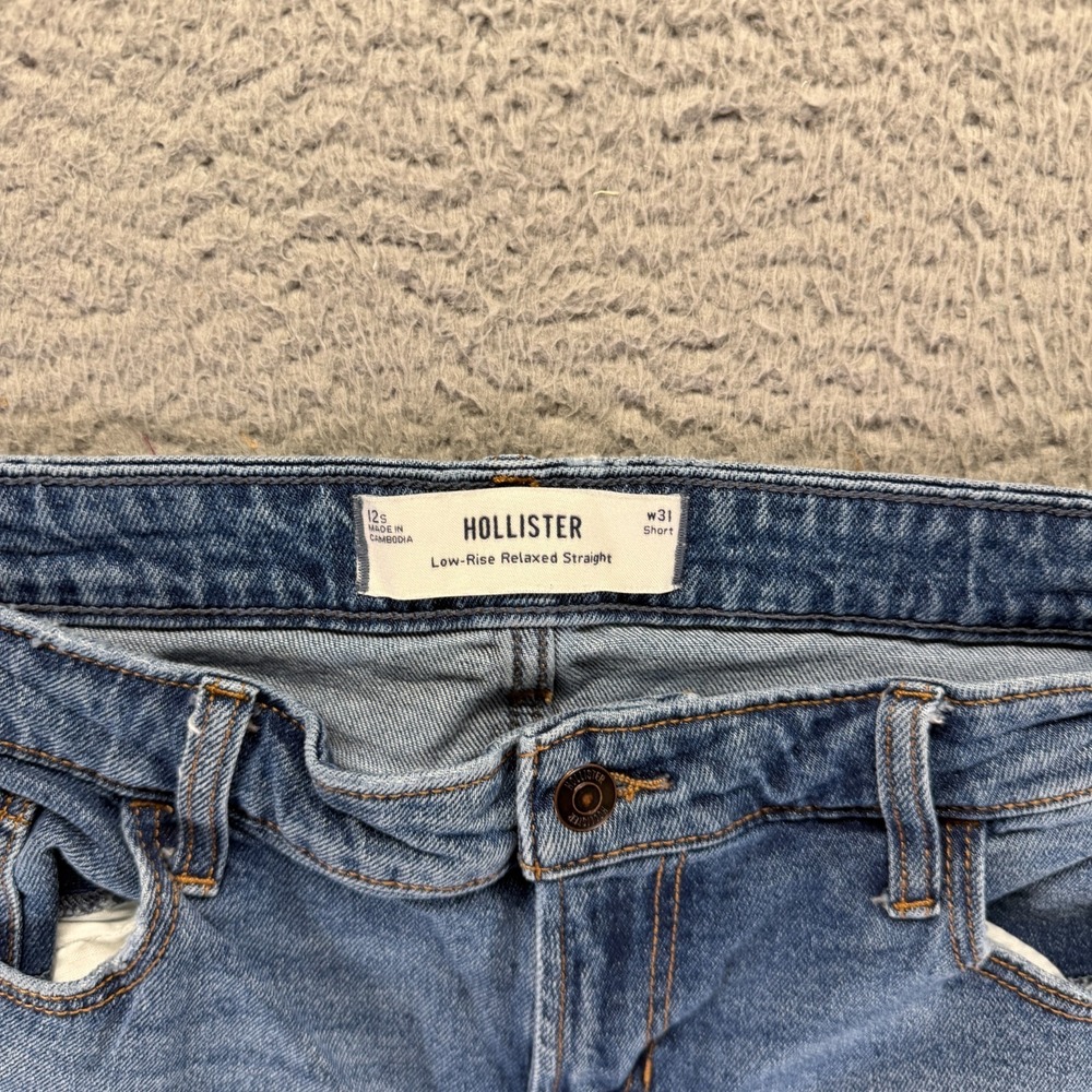 Hollister Jeans Womens 12 Blue Cotton Denim Straight Leg Low-Rise Relaxed Faded - Picture 3 of 11